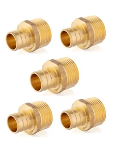 5 PCS EFIELD 1" PEX x 1" Male NPT Adapters Crimp Brass Fittings , Lead Free - Picture 1 of 3