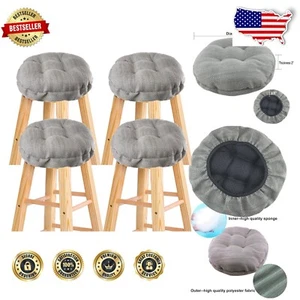 Comfortable Beige Round Bar Stool Cushions, 4-Pack with Anti-Slip Design - Picture 1 of 9