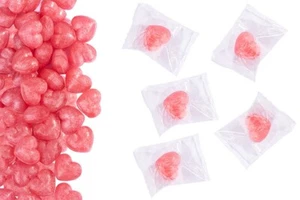 Herzbonbons Kirsche im Flowpack, ca. 140 Stück, Hochzeit, Geburtstag, Messe - Bild 1 von 2
