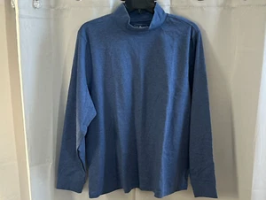 LL Bean Mens Shirt Size 1X Blue 100% Cotton Mock Neck Long Sleeve Preppy 17038 - Picture 1 of 8