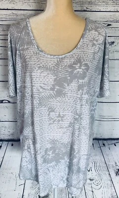 Xersion Women’s XXLT Athletic Shirt Short Sleeves Striped Floral Open Back Soft - Image 1 of 4