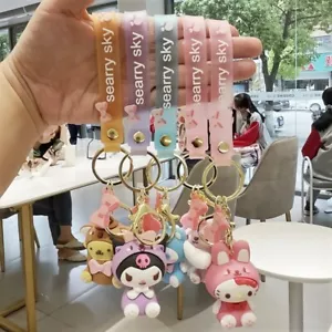 My Melody Hello Kitty Cinnamoroll PVC Doll Keychain Kuromi Pompompurin Key Ring - Picture 1 of 10