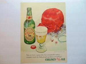 1948 CARLING'S RED CAP ALE with Jolly red Cap vintage print ad - Picture 1 of 1