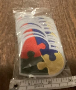 Autism Puzzle Heart - Asperger's Syndrome Embroidered Iron On Patch Lot 24 Pk - Picture 1 of 4