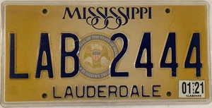 Mississippi Triple Digit 4 444 Nummernschild Repeating Lauderdale MS LAB 2444 - Bild 1 von 7