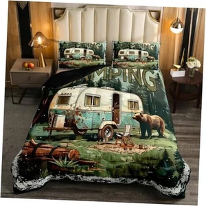 RV Comforter Set for Camper Bedding Set,Happy Camping King Camping 01 - Picture 1 of 7