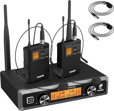 TONOR UHF Wireless Microphones System with Headset/Lavalier Lapel Mics, 200ft - Image 1 of 4
