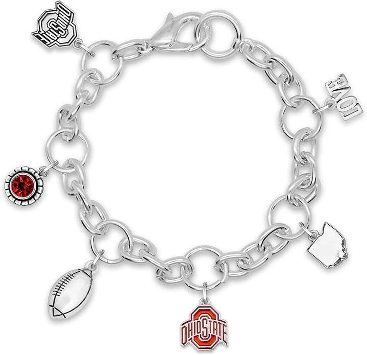 Ohio State Buckeyes Mabel Charm Bracelet State Love Football Team Logo Crystal - Image 1 of 1