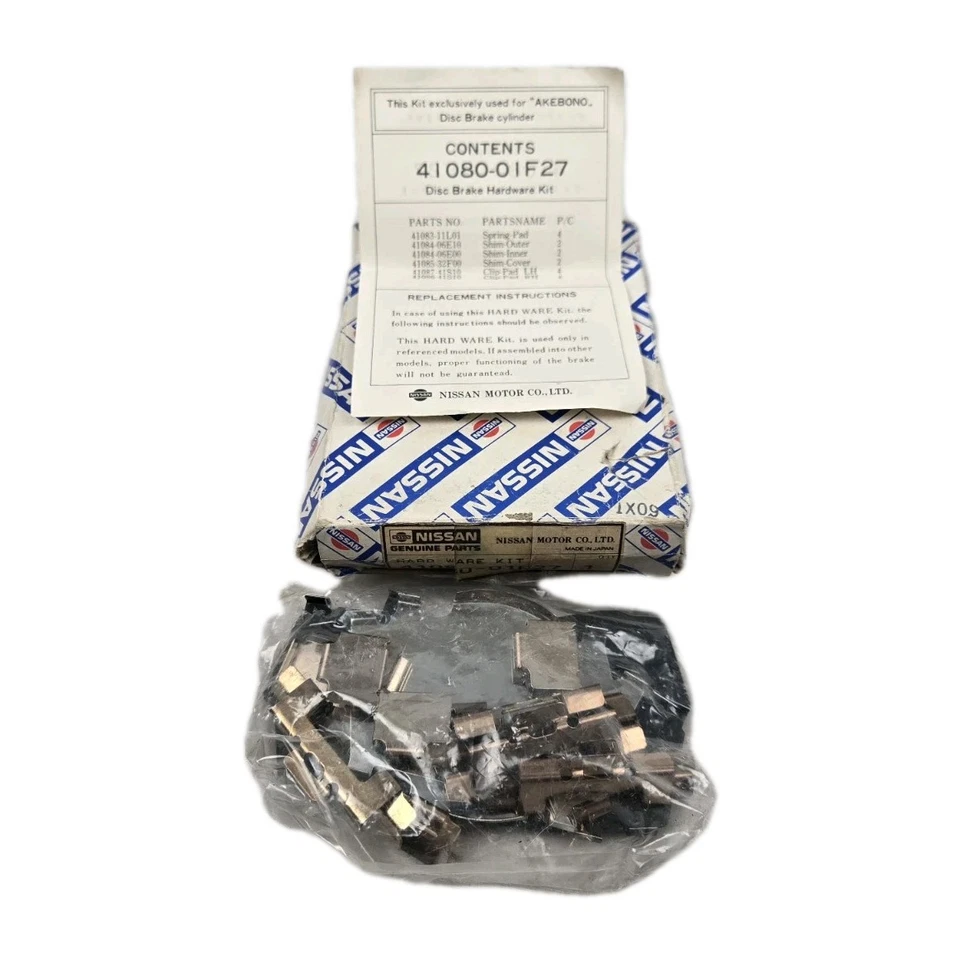 Kit de ferragens de freio Nissan disco dianteiro 41080-01F27 para 200SX Sentra Stanza NOVO NOS - Imagem 1 de 4