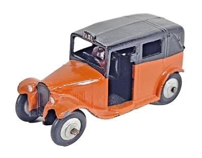 Vintage Dinky Toys 36g Austin Taxi Diecast Model Car With Driver Orange Black. - Image 1 of 4