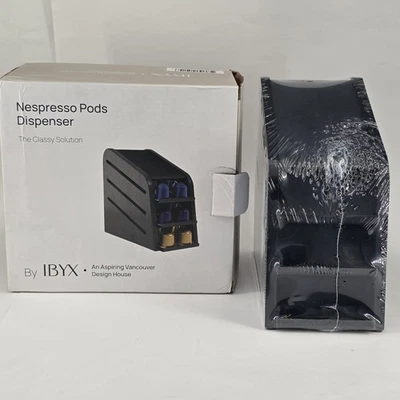 Dispensador de cápsulas Nespresso de bambú Ibyx de 3 niveles negro con herrajes de acero inoxidable Foto 1 de 4