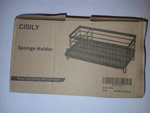 Cisily Black Stainless Steel Sponge Holder for Kitchen Sink Brush - Picture 1 of 5
