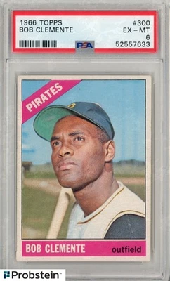 1966 Topps Baseball #300 Bob Clemente Pittsburgh Pirates Salón de la fama PSA 6 EX-MT Foto 1 de 2