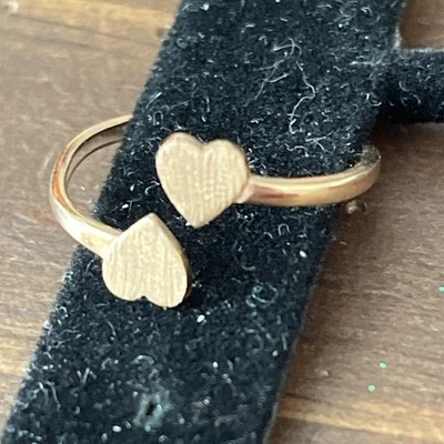 Anillo banda polaca corazones mate bypass oro rosa 14k talla 6 vintage 0,94 g Foto 1 de 4