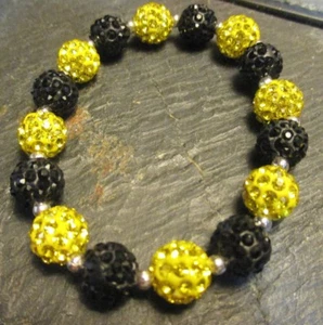 Pittsburgh Steelers-Iowa-Bling-Crystal-Rhinestone-Black/Yellow-Bracelet - Picture 1 of 4