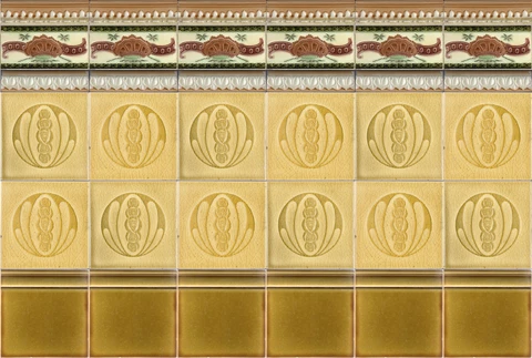 Elegant old gold ca1900 antique original tile panel 36 pieces Art Nouveau Style Cover