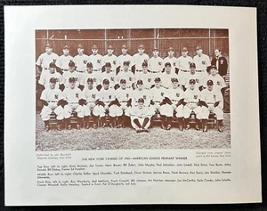 1910-57 M114 Baseball Magazine Premium 9.5" x 12" 1943 New York Yankees Team - Picture 1 of 1