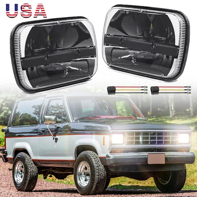 Par de faros LED H6054 haz sellado DOT 7x6" 5x7" para Ford Bronco II 1984-1988 Foto 1 de 4