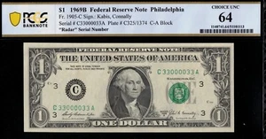 1969B $1 FRN C33000033A P.C.G.S #64 - Picture 1 of 3