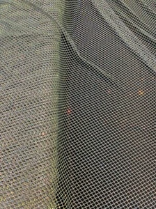 Rhinestone on ivory Mesh Shiny Stretch Crystal Fabric Rainbow Rhinestone Stretch - Picture 1 of 1