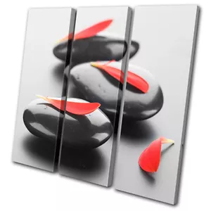 Bagno Ciottoli Petali TREBLE CANVAS WALL ART Quadro Stampa VA - Foto 1 di 1