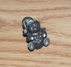 Dark Silver Tone Teddy Bear With Night Time Hat Holding Blocks Toy Lapel Pin