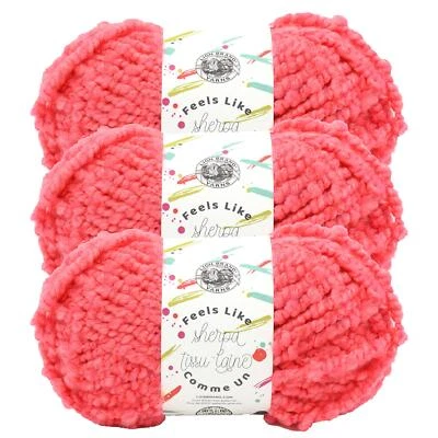 (3 Pack) Lion Brand Yarn 161-102K Feels Like Sherpa Yarn, Flamingo - Image 1 of 4