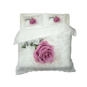 White Feathers And Pink Roses 3D Quilt Duvet Doona Cover Set Pillow case Print - Picture 1 of 10
