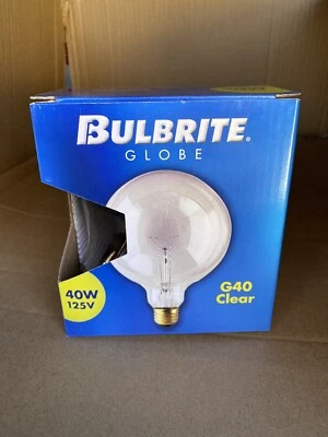 (x12) Bulbrite G40 Globe 125V Medium Base Light Bulb, Clear - 5” Diameter - Image 1 of 3