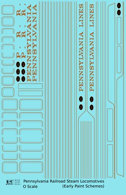 K4 O Scale Decals Pennsylvania PRR Early Striped Steam Locomotive Gold & Silver - Image 1 of 4