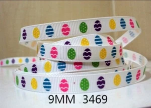 `3/8 INCH 9mm GROSGRAIN RIBBON Hair Bow Supplies Wholesale Easter Eggs 1003469 - Picture 1 of 1
