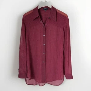 Theory weinrote gepunktete Seidenbluse mit Knöpfen - Bild 1 von 8