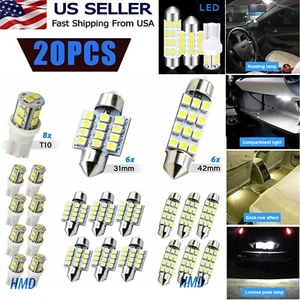 20pcs LED Light Bulbs Interior Kit Car Trunk Dome License Plate Lamp 6500K Set - Picture 1 of 24