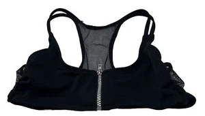 No Boundaries Black Mesh Racerback Swim Top Front Zip Women’s Size M (7-9) - Picture 1 of 7