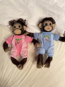 Ashton Drake Monkey Doll Double Trouble Chimpanzees 2 Life Like He She Did It - Picture 1 of 10