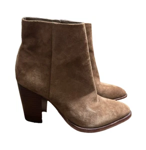 Sam Edelman Brown Suede Ankle Boots Booties Side Zip Heel Womens Size 7 - Picture 1 of 10