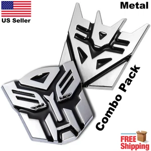 (Combo) 3D METAL Transformers Emblem Optimus Prime & Decepticon Car Sticker 3"  - Picture 1 of 6