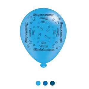 Pack Of 8 Blue Christening Air Fill or Helium Party Balloons - Boy Christening - Picture 1 of 1