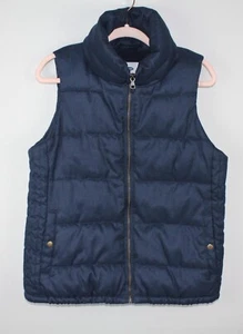 d & Co. Denim + Company Women's Navy Blue Quilted Vest SZ L Full Zip W Pockets - Picture 1 of 10