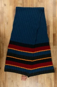 LORO PIANA Deer Valley blue black & red knit cashmere scarf authentic NWT - Picture 1 of 5