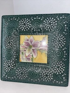 Amaryllis Aquarell Gemälde Mini Floral Metall Filigran Gerahmt 9" Quadrat Staffelei - Bild 1 von 11