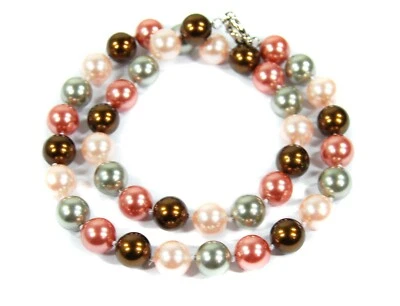 *Sunglory Schmuck* Muschelkernperlen Halskette in Kugelform Ø-10 mm multicolor - Bild 1 von 3