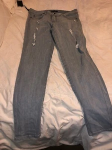 NWT VIZCAINO Skinny Ankle Original Rise Distressed Alameda 12 Light Blue/Gray - Picture 1 of 10