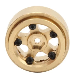 (Gold)4Pcs RC Beadlock Wheel Rim Hubs Adhesive Brass RC Car Upgrade GO - Picture 1 of 12