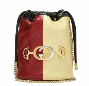 Brandneue Gucci Tasche Zumi Dreifarbig Python Kordelzug Crossbody Bucket 576432 - Bild 1 von 9