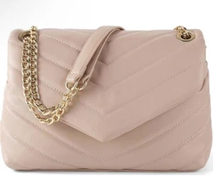 Quilted Crossbody Bag for Women, Soft Vegan Chevron Purses, Trendy Apricot - Picture 1 of 6