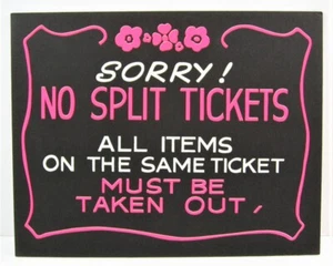 Vintage No Split Tickets / Country Store Cardboard 11x14 Window Sign Old Stock - Imagen 1 de 1