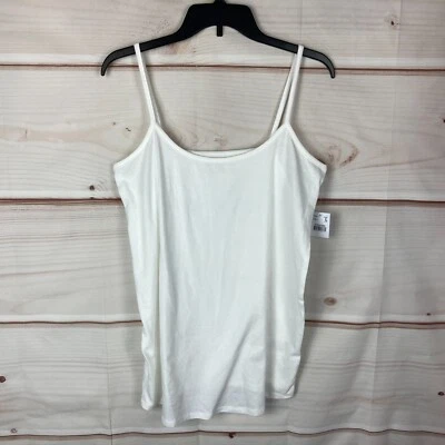 Motherhood op Womens Maternity L White Spaghetti Strap Tank Cotton Scoop Neck - Image 1 of 4