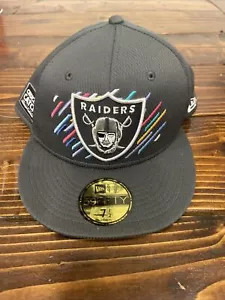 NEW Las Vegas Raiders Hat 7 1/2 New Era 59 Fifty Crucial Catch Fight Cancer RARE - Picture 1 of 7