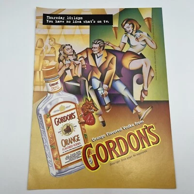 Gordon's Orange Flavored Vodka 1998 anuncio impreso 8"x11" no tienes idea de lo que hay en la televisión Foto 1 de 2